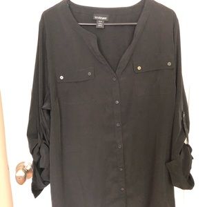 Black Lane Bryant Blouse long or rolled sleeve